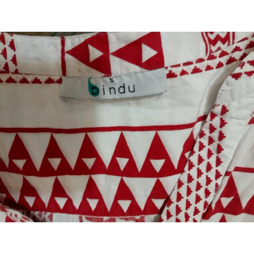 Bindu Salma Boho Hippie Beach Vacation Casual Flared Sleeve Mini Dress Small - Picture 10 of 10